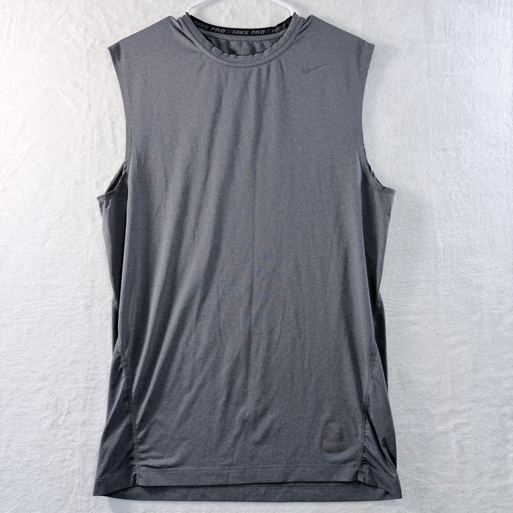 Nike Pro Sleeveless Compression Shirt Mens XL Gray Athletic Workout Tank